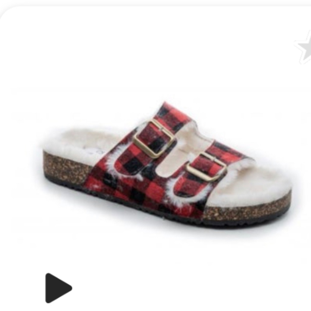Brand New Red Plaid Slip Ons